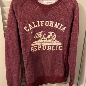 California Republic Bear M Maroon crewneck Sweatshirt vintage style,distressed